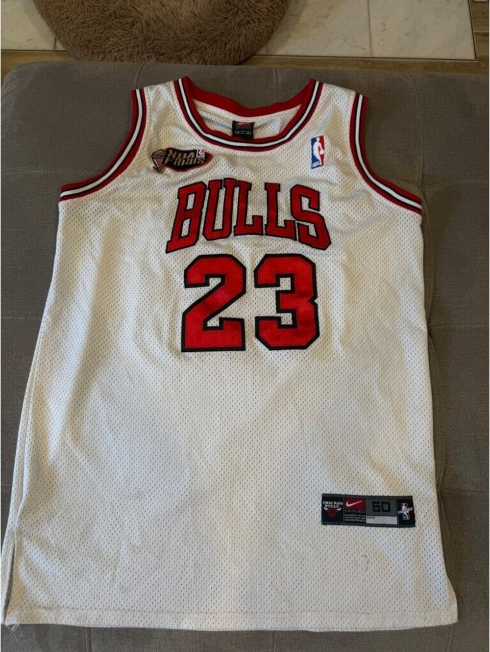 Nike Michael Jordan Bulls #23 NBA Finals Jersey White Sz 50